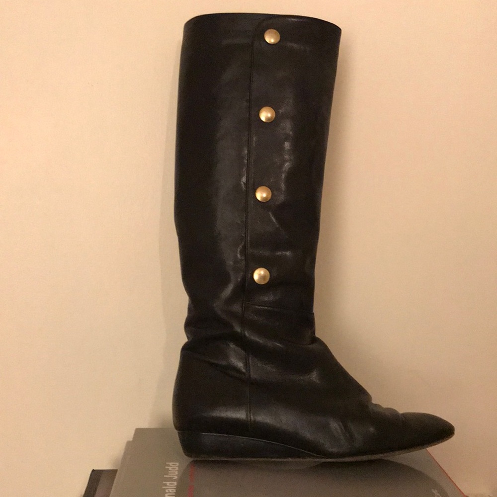 Loeffler Randall flat/low wedge knee high boots.